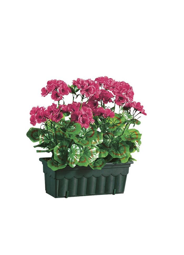 T&auml;uschend echt wirkende Geranien mit Balkonkasten 