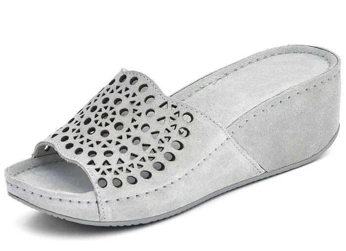 Luftig durchbrochene Pantolette in 3 Farben, Weite G HELLGRAU