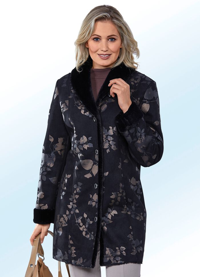 Kurzmantel aus Lammveloursleder-Imitat 