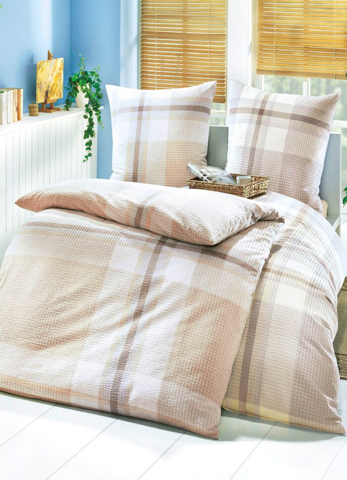 B&uuml;gelfreie Bettw&auml;sche-Garnitur aus dem Hause Biberna BEIGE