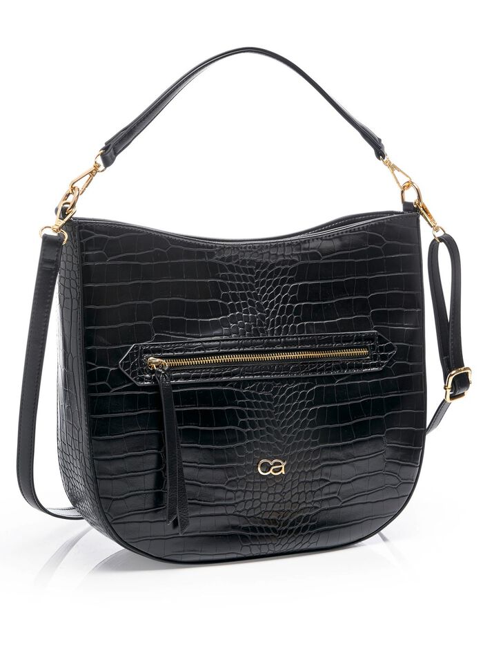 Collezione Allessandro Tasche aus krokogepr&auml;gtem Synthetikmaterial SCHWARZ