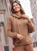 Pullover mit Schal und in flauschiger Kuschelqualit&auml;t 