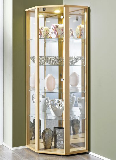 Eck-Vitrine mit LED-Beleuchtung 