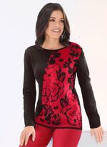Pullover mit Schurwolle SCHWARZ-ROT