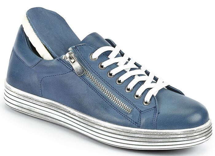 Gemini Schnürschuh mit praktischem Seitenreißverschluss JEANS