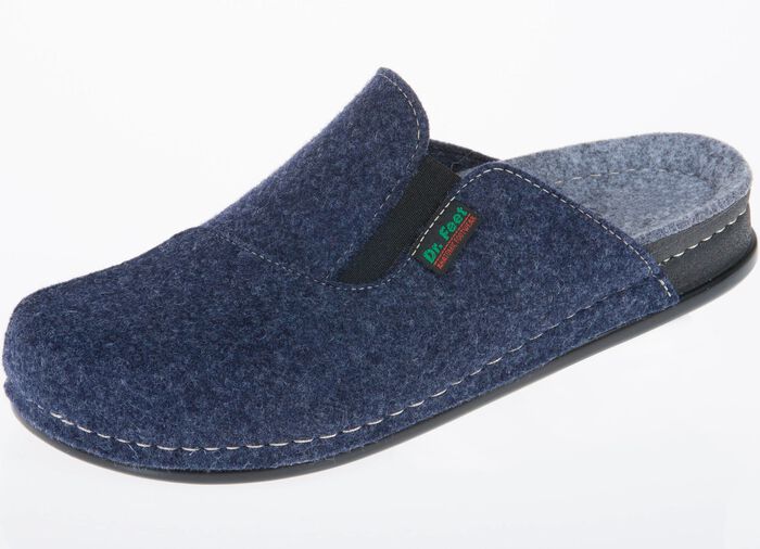 Klassische Herren-Hausschuhe, mit anatomisch geformtem Fu&szlig;bett JEANSBLAU