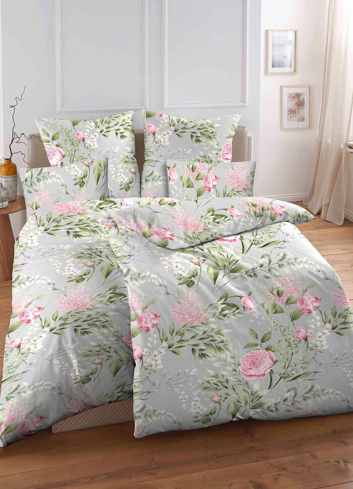 Biberna Bettw&auml;sche-Garnitur in Renforc&eacute;-Qualit&auml;t GRAU-BUNT