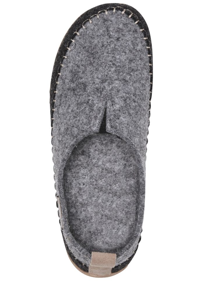 Laurina Wollfilz-Hausschuh mit Veloursbesatz GRAU-ANTHRAZIT