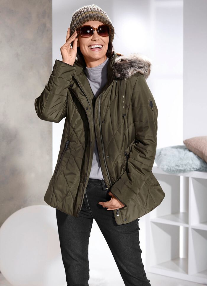 Jacke mit abnehmbarer Kunstpelz-Besatz 