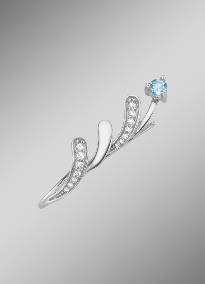 Moderne Ohrhaken mit Blautopas und Zirkonia 