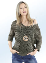 Pullover aus Bändchengarn in extravagantem Netzstrick 