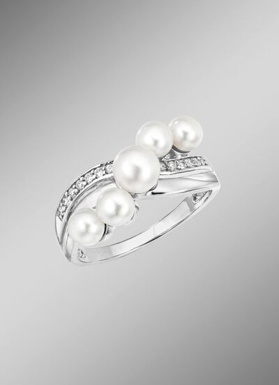 Perlenglanz und strahlende Eleganz: Damenring mit S&uuml;&szlig;wasser-Zuchtperlen 