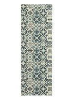 Strapazierf&auml;higer K&uuml;chenl&auml;ufer und -teppich im Fliesen-Design GRAU