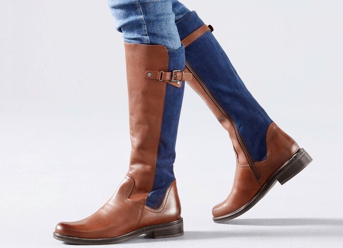 Caprice Stiefel aus edlem Nappaleder und elastischem Textilmaterial 