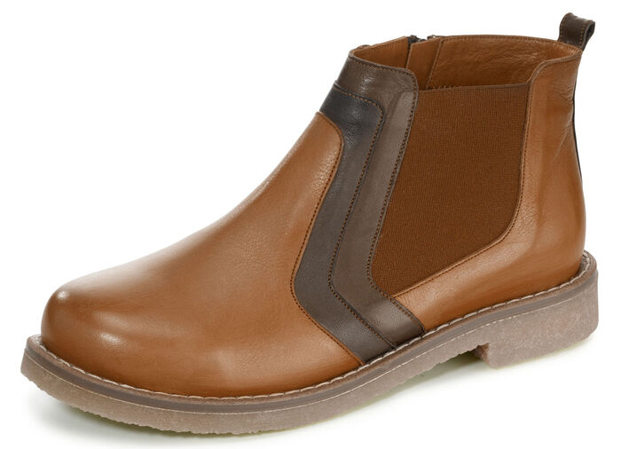 Gemini Stiefelette mit dekorativem Einsatz COGNAC-BRAUN