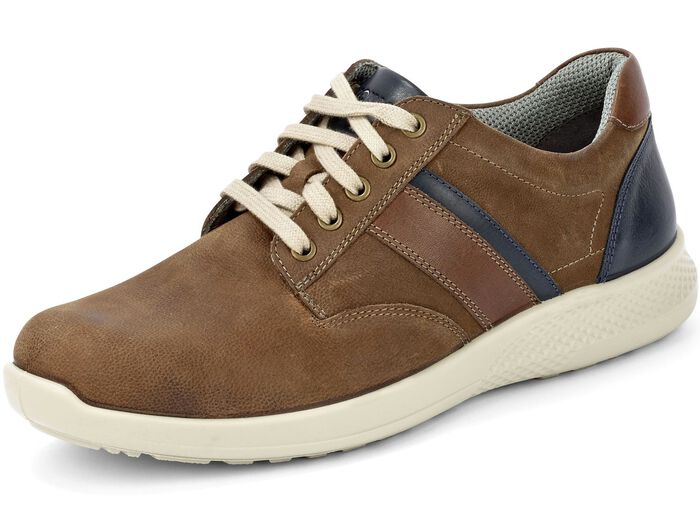 Schn&uuml;rschuh aus Rind-Nubukleder mit Nappaleder-Bes&auml;tzen 