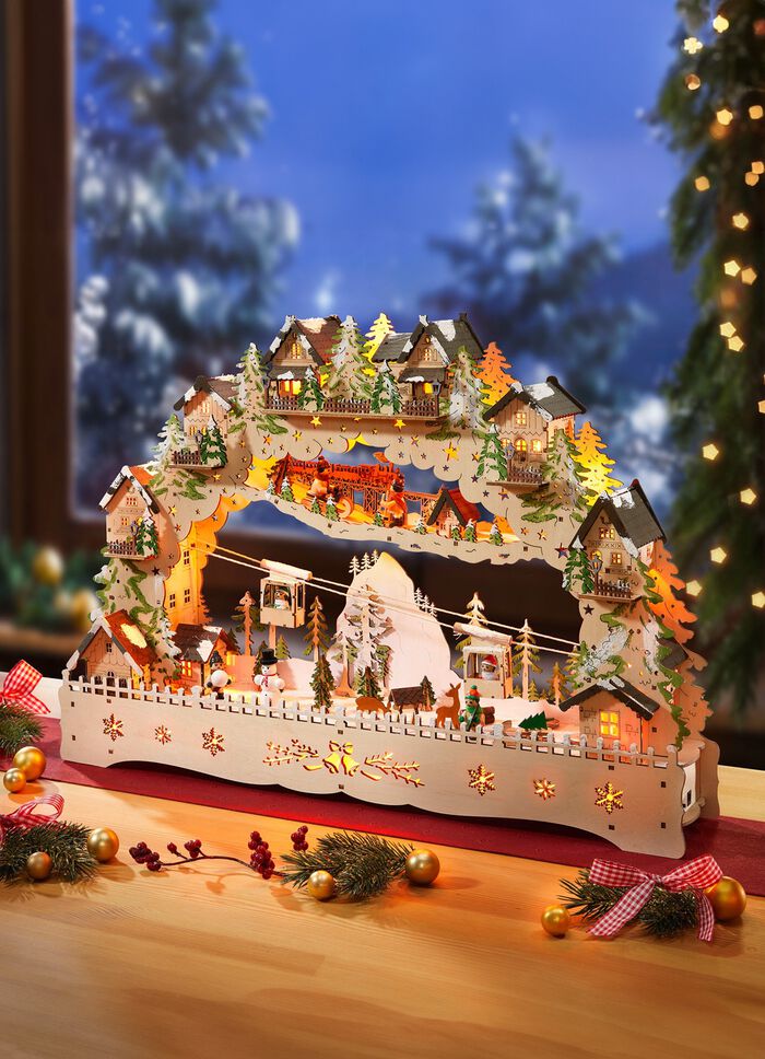 Schwibbogen aus Holz mit LED-Beleuchtung 