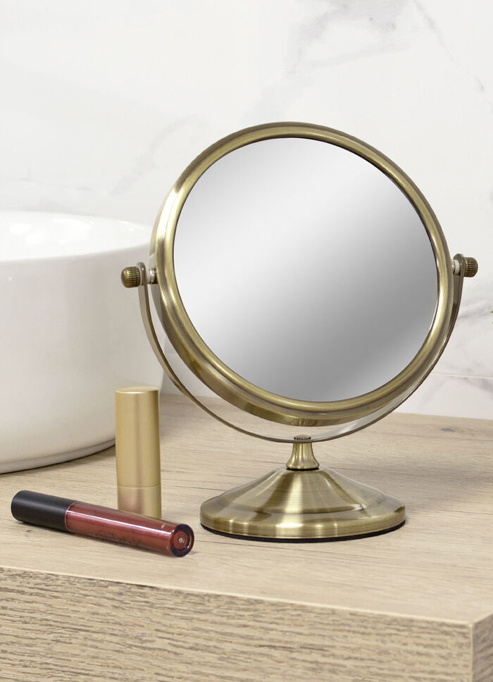 Kosmetik-Spiegel mit stabilem Metallgehäuse GOLD