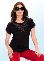 Shirt mit Zierpl&auml;ttchen in 3 Farben SCHWARZ