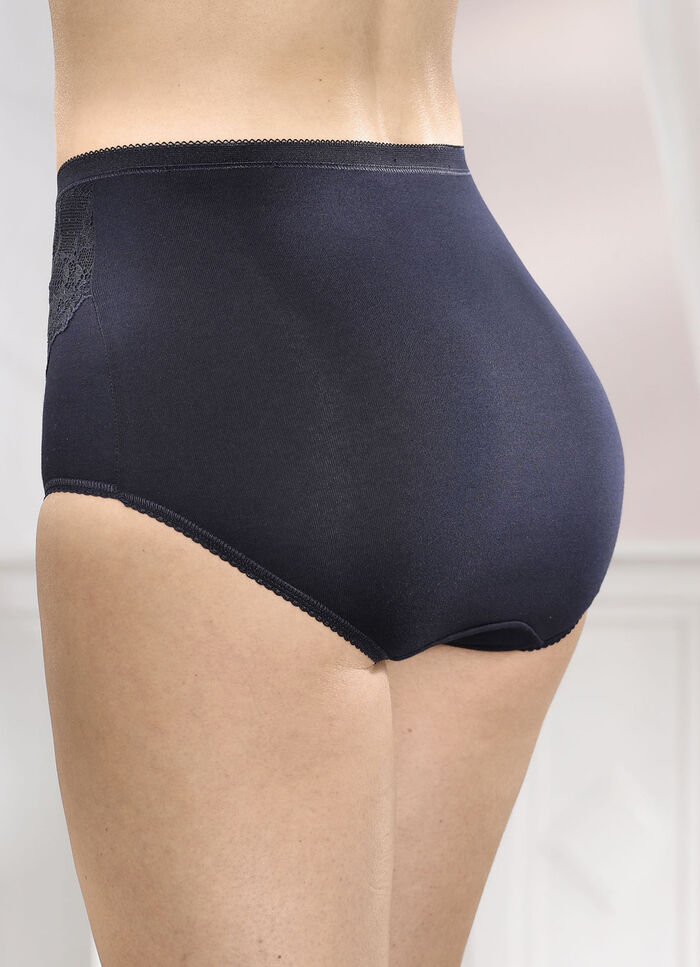 Dreierpack Slips mit elastischen Spitzenbes&auml;tzen 