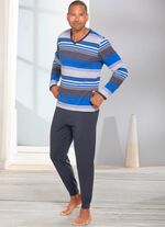 Schlafanzug mit V-Ausschnitt und B&uuml;ndchenabschl&uuml;ssen 