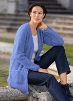 Long-Strickjacke in Perlfang 