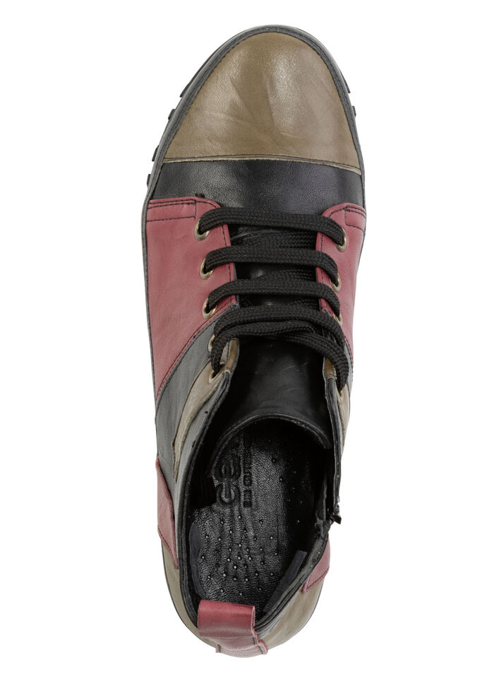 Gemini Schnür-Bootie mit Knitter-Struktur SCHWARZ-ROT-GRÜN