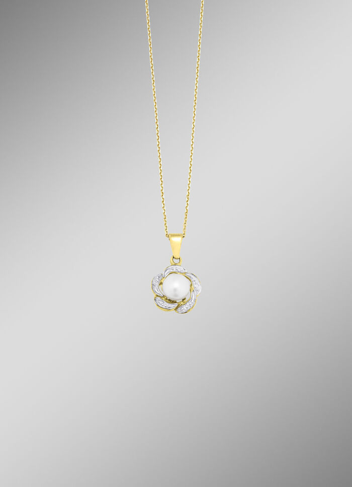 Anh&auml;nger mit S&uuml;&szlig;wasser-Zuchtperle und Diamanten 