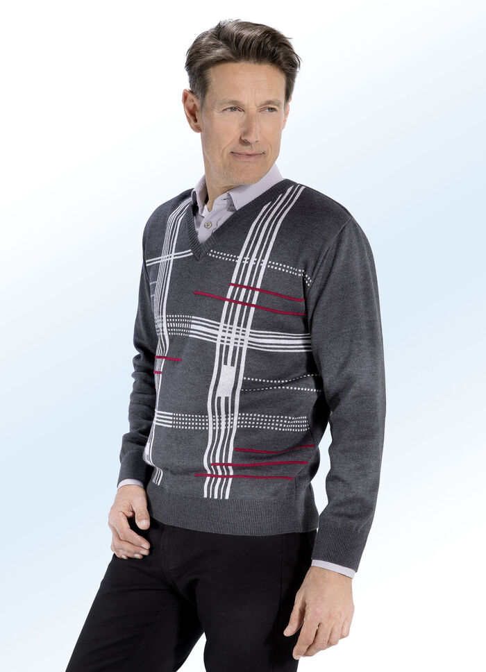 Interessanter Pullover mit V-Ausschnitt 