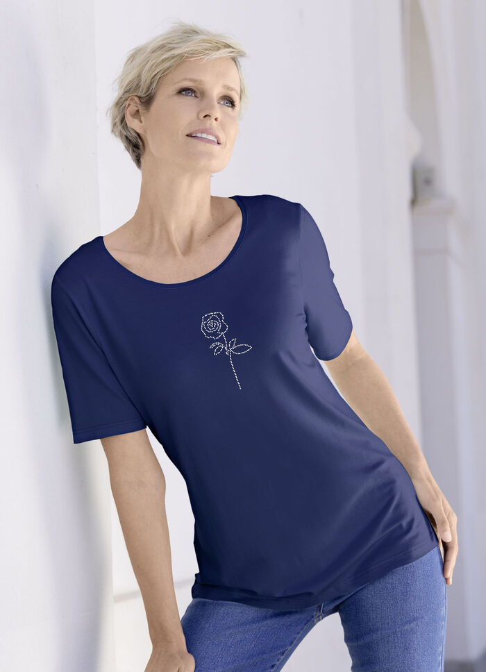 Shirt mit Strasszier MARINE