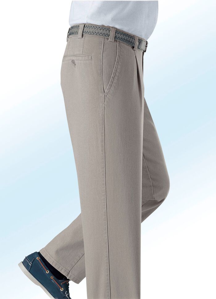 Unterbauch-Jeans mit Bundfalten in 3 Farben 