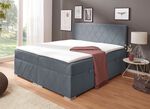 Boxspringbett mit Topper und Bettkasten GRAU