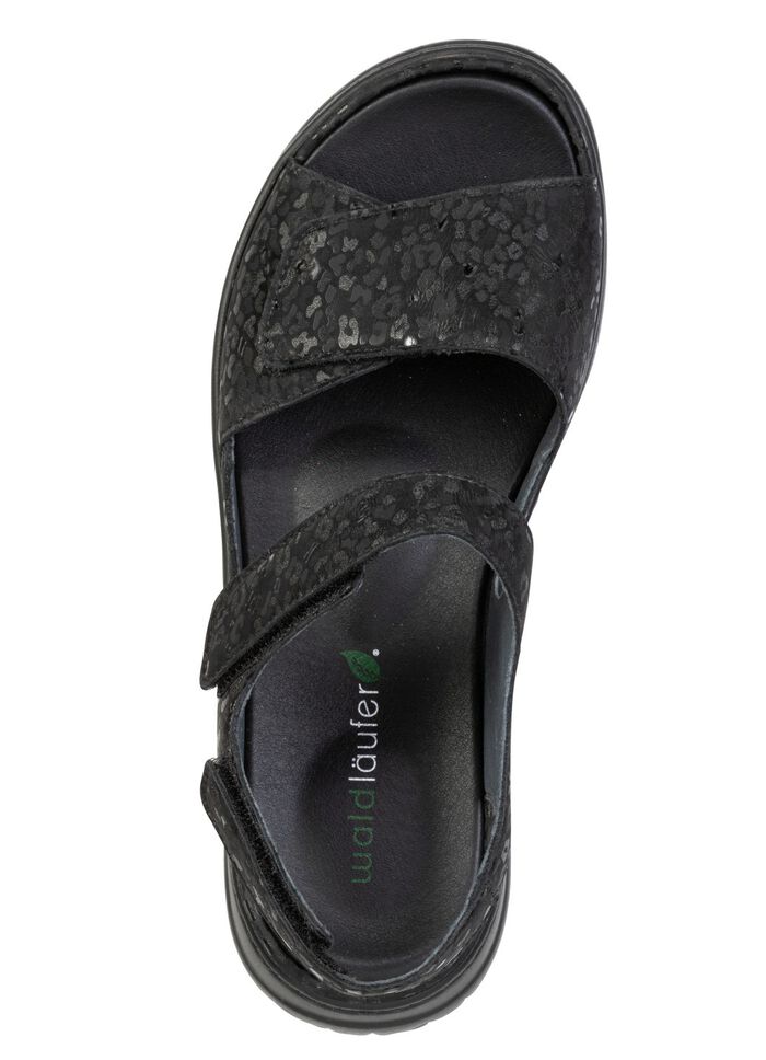 Waldl&auml;ufer, bequeme Damen-Sandalen, Weite H, mit herausnehmbarem Fu&szlig;bett SCHWARZ