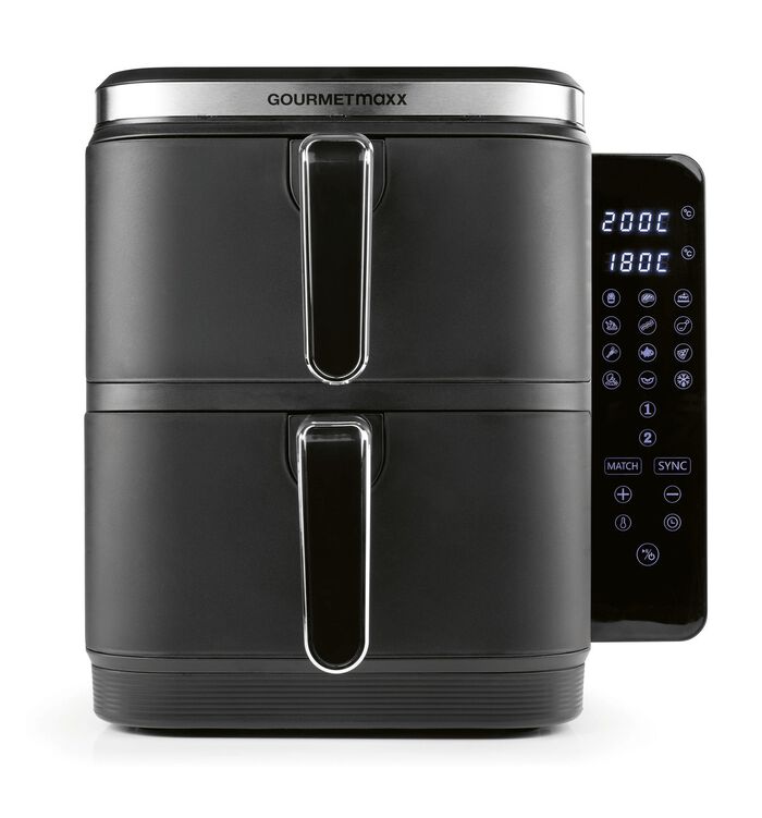 Digitale Doppelkammer-Hei&szlig;luftfritteuse &bdquo;FryUP&ldquo; GRAU