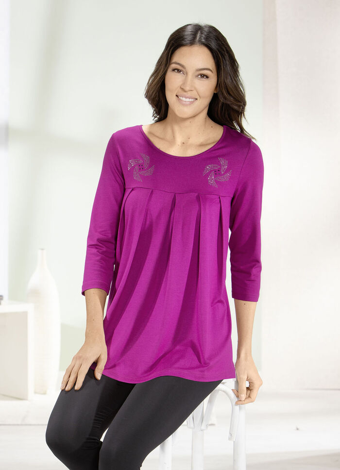 Longshirt mit Zierplättchen in 3 Farben FUCHSIA