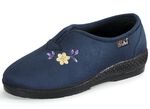 Klassische Damen-Hausschuhe, Weite H, mit Stickerei MARINE