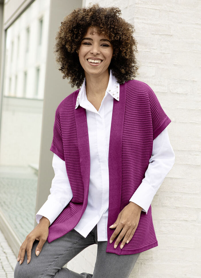 Strickweste mit Strukturmuster FUCHSIA