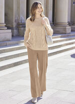 Hose in modischer Weite  CAMEL MELANGE