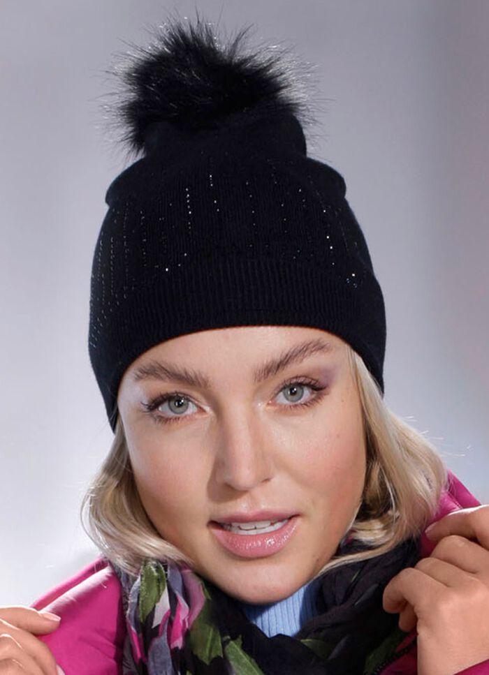 M&uuml;tze mit dezenten Glitzersteinchen SCHWARZ