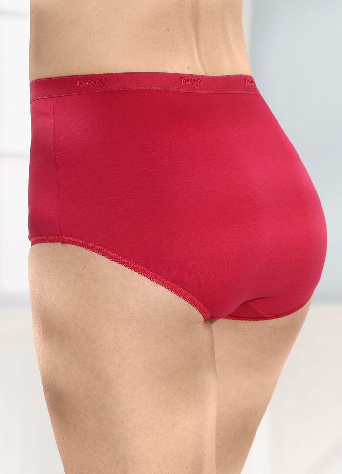 brio lingerie Fünferpack Slips mit elastischen Abschlüssen 3X ROT, 2X SCHWARZ