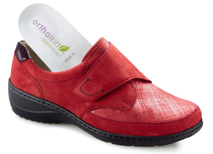 Waldl&auml;ufer Slipper mit Stretchmaterial im Ballenbereich RUBINROT