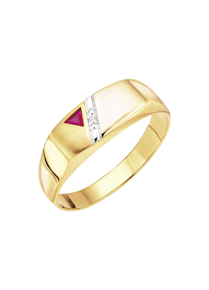 Herrenring mit Rubin und Diamanten