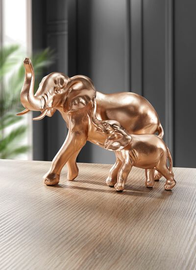 Bemalte Elefantenmutter mit Kind 