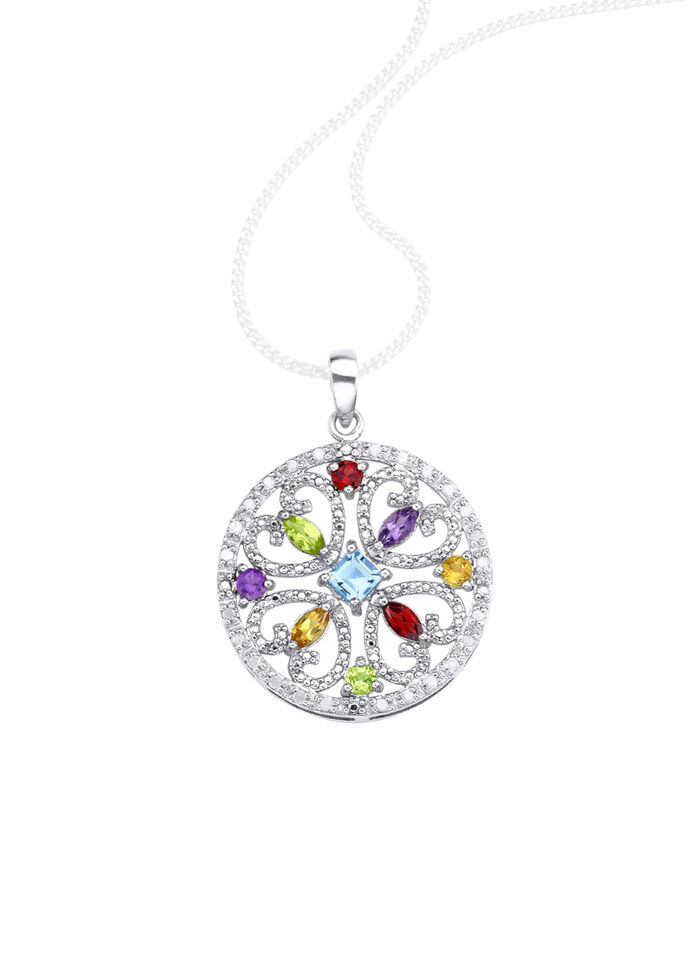 Anhänger mit Diamanten und Edelsteinen 