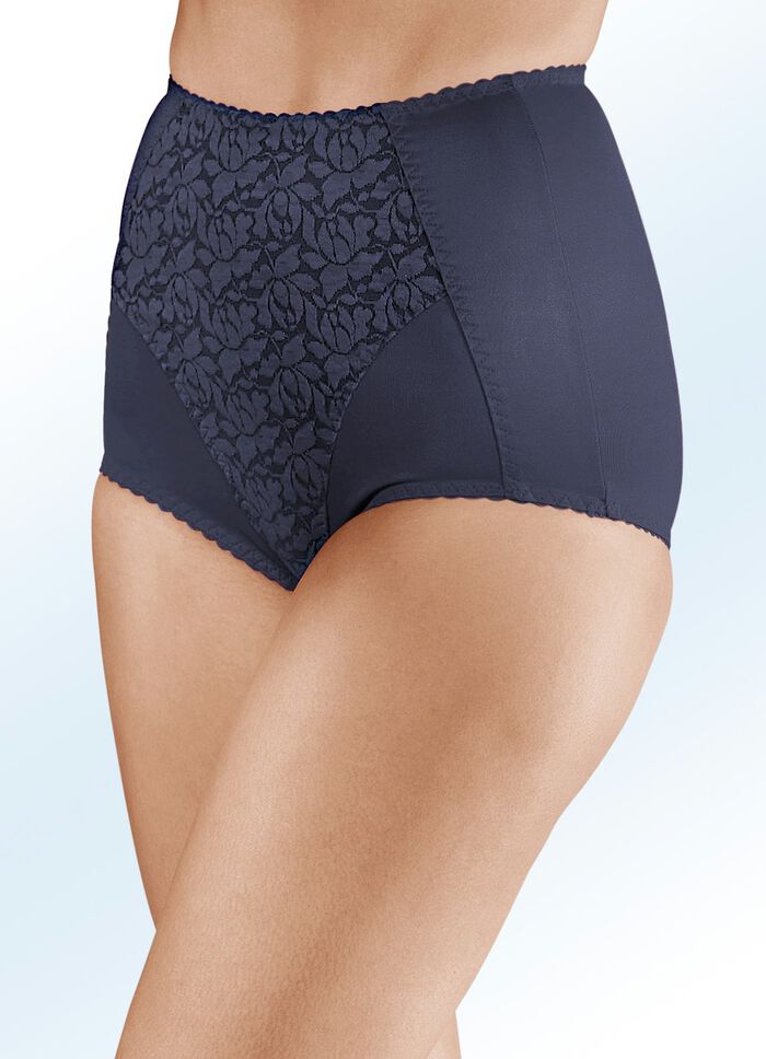 Zweierpack Miederhosen mit Spitzeneinsatz 1X MARINE, 1X WEISS