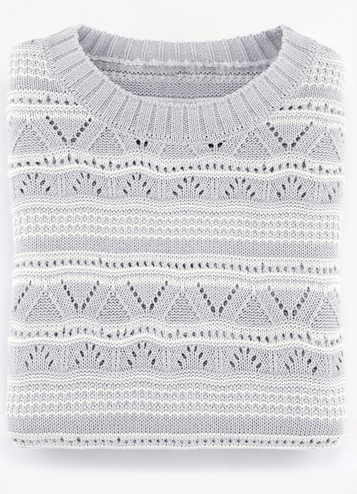 Pullover in Ringeldessin HELLGRAU-WEISS