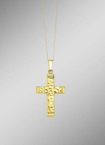 Gehämmerter Kreuz-Anhänger aus Gold  Gehämmerter Kreuz-Anhänger aus Gold