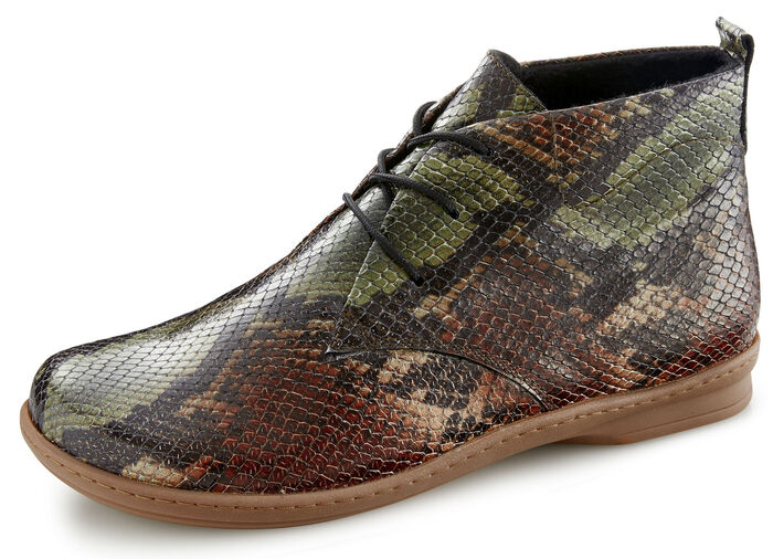 Gemini Schnür-Stiefelette aus hochwertigem Leder BRAUN-GRÜN