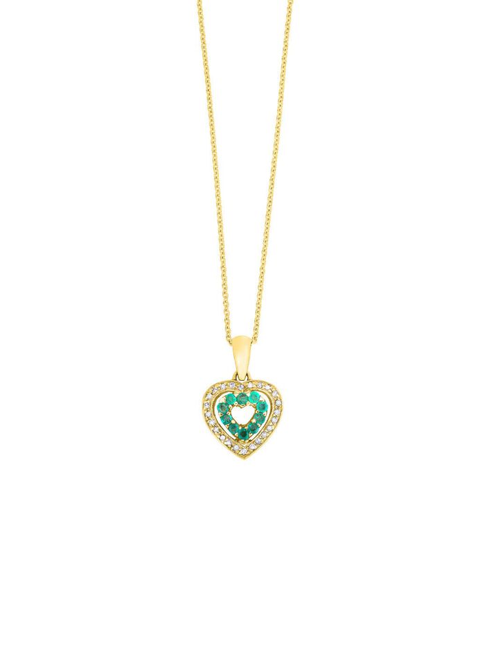 Anh&auml;nger mit synth. Zirkonia und gr&uuml;nen Schmucksteinen 