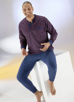 Schlafanzug mit Knopfleiste, Brusttasche, Arm- und Beinb&uuml;ndchen 